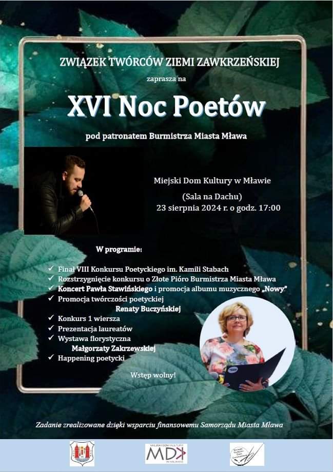 Zapraszamy na Mławską XVI Noc Poetów