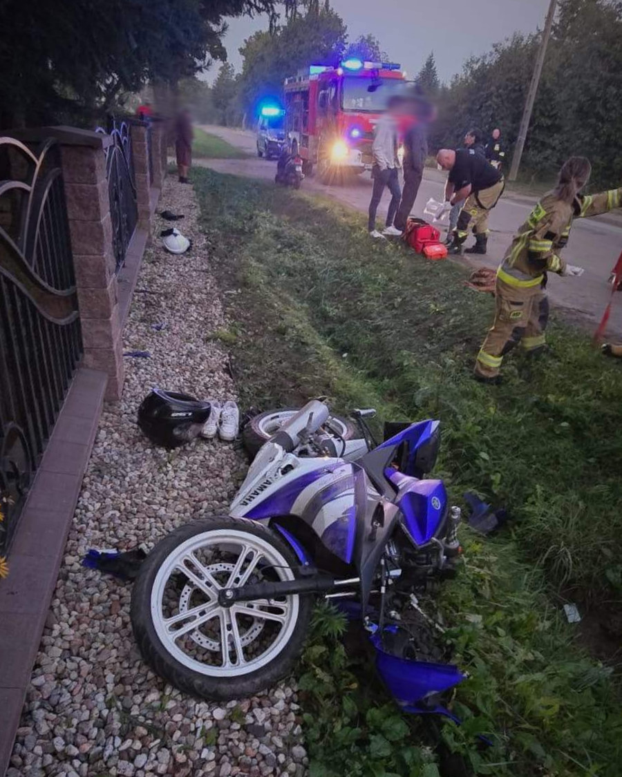 W Niedzborzu motocykliście wybiegły na drogę psy. Ranny został 16-latek