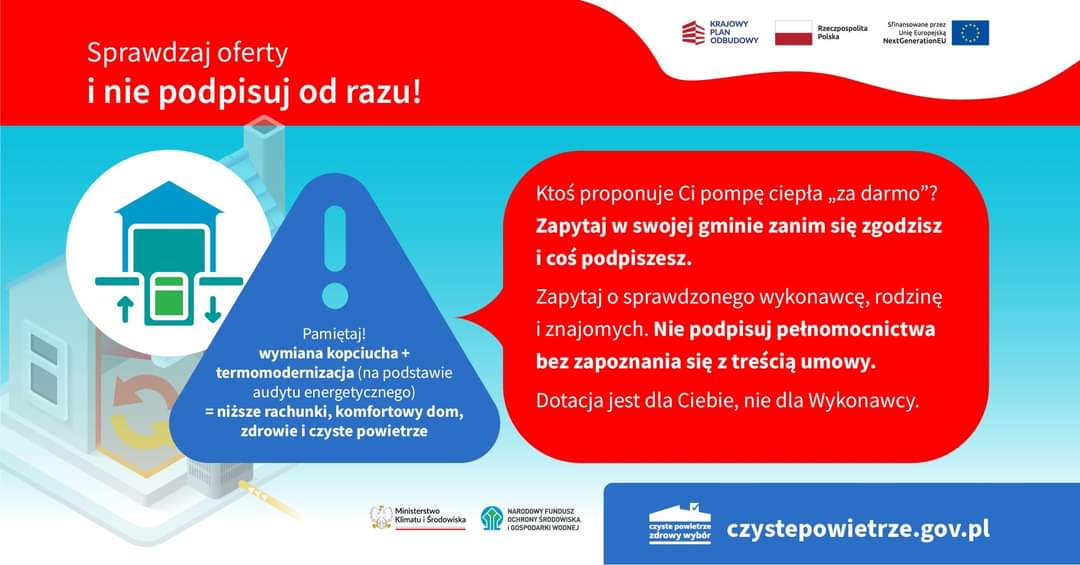 Sprawdzaj firmy podające się za operatorów programu „Czyste Powietrze”