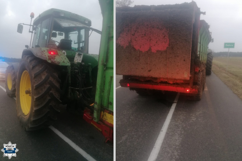 Kierowca ciągnika rolniczego zanieczyścił drogę, kierował bez uprawnień. Kontrola drogowa zakończyła się dla niego poważnymi konsekwencjami