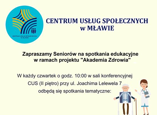 CUS zaprasza seniorów na zajęcia Akademii Zdrowia