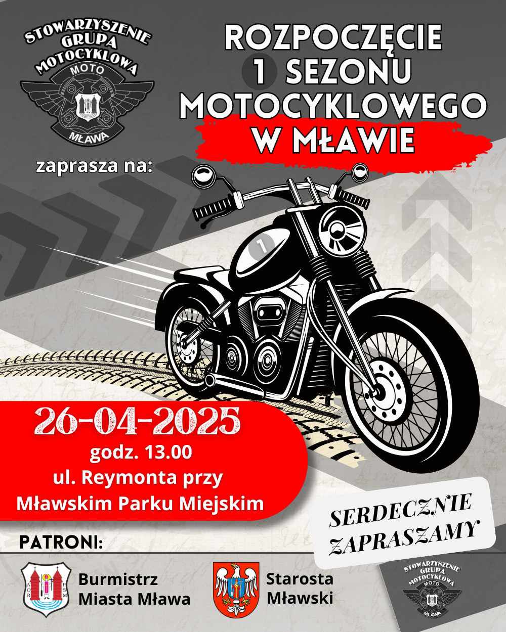Stowarzyszenie Grupa Motocyklowa Moto Mława zaprasza na Rozpoczęcie I Sezonu Motocyklowego 2025 w Mławie