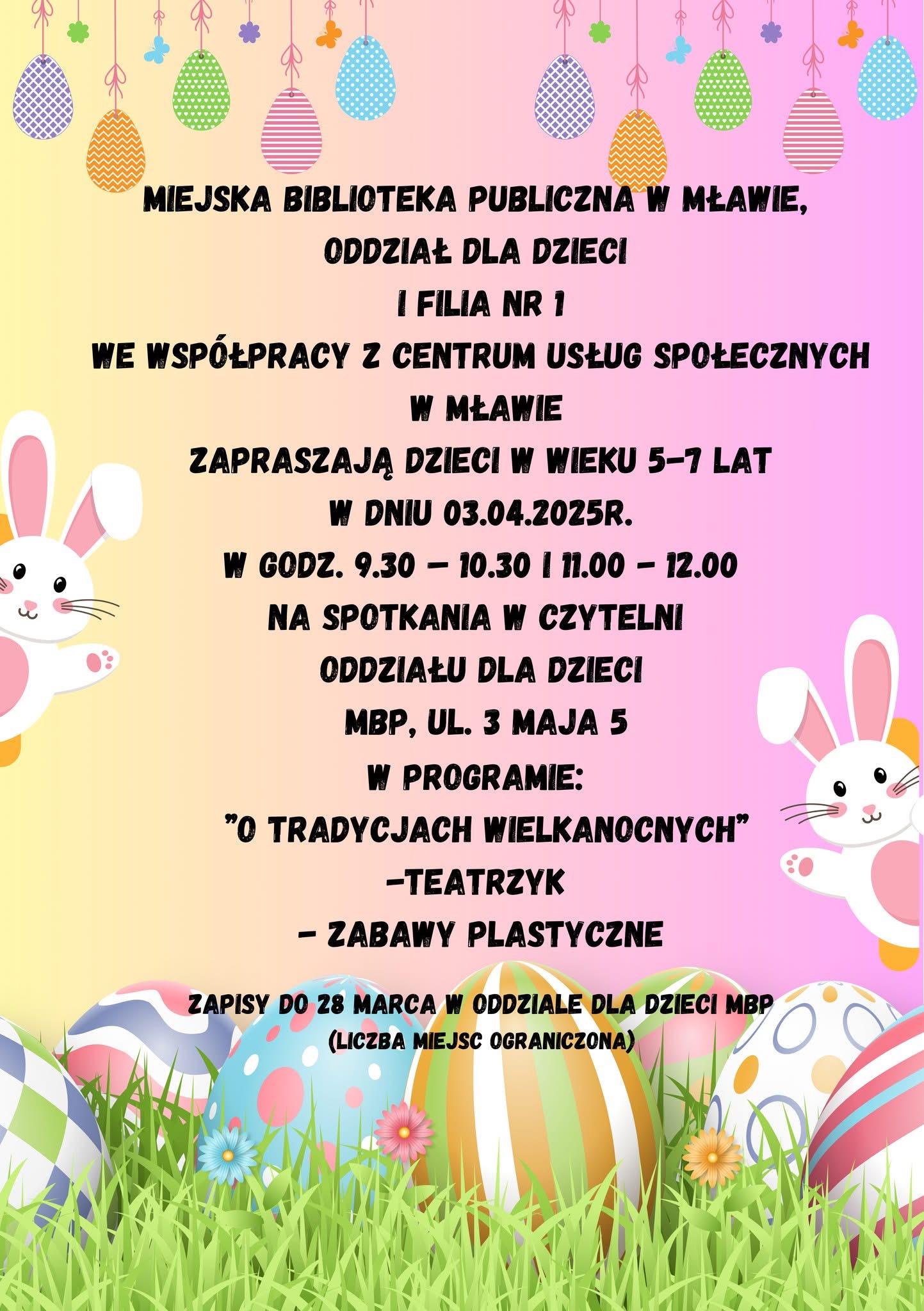 Miejska Biblioteka Publiczna w Mławie zaprasza na wielkanocne spotkania!