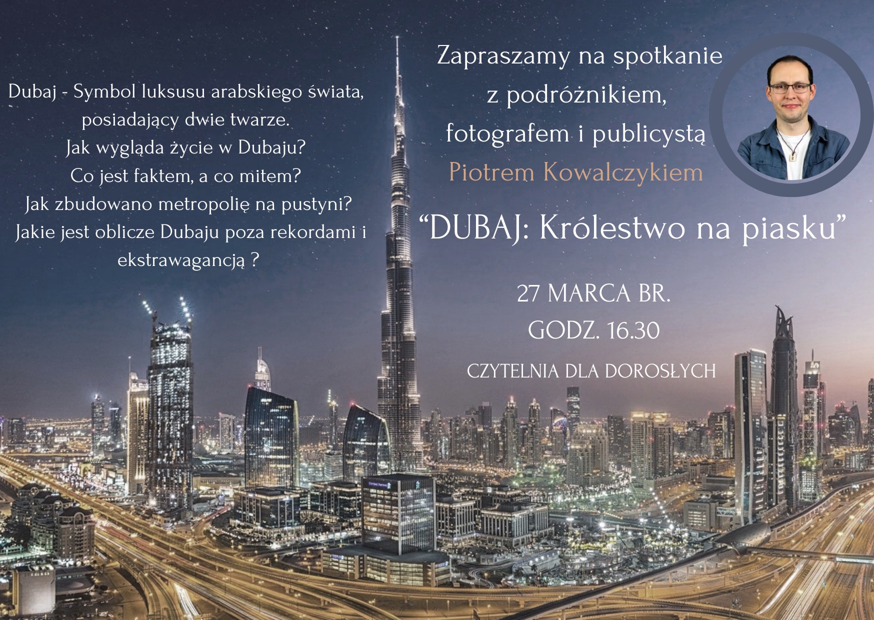 Spotkanie z podróżnikiem Piotrem Kowalczykiem w Mławie!