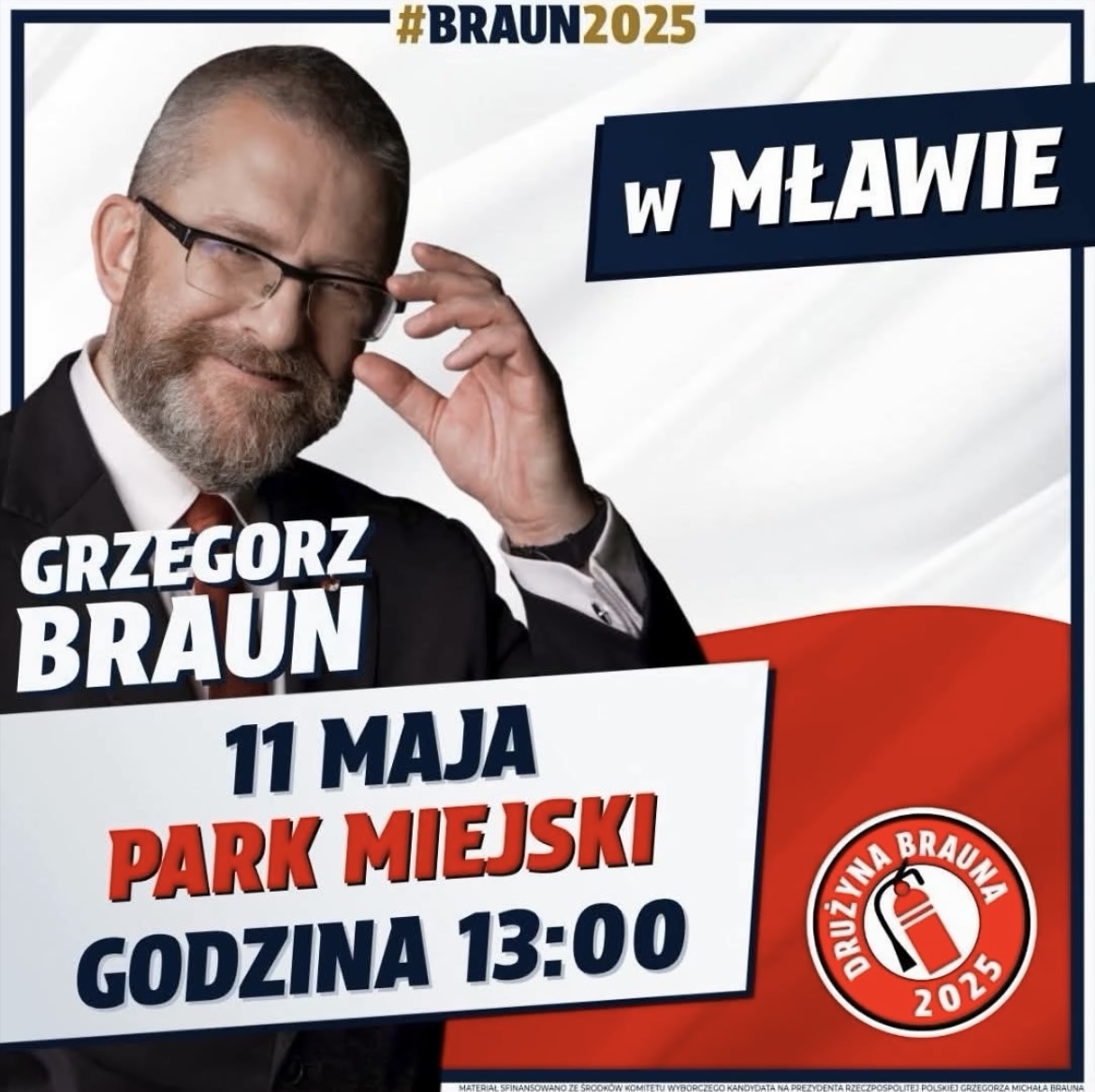 Spotkanie otwarte z kandydatem na Prezydenta RP Grzegorzem Braunem w Mławie