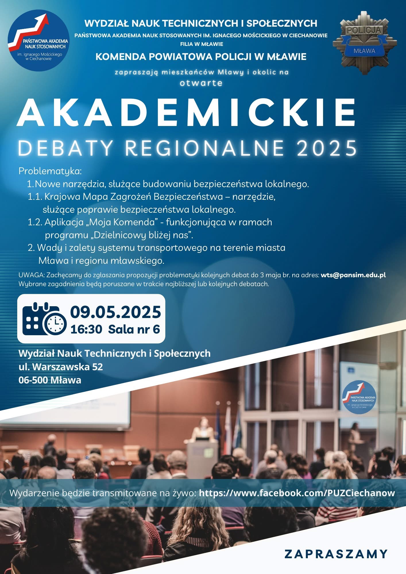 Debata społeczna i akademicka w Mławie – policja i studenci wspólnie o bezpieczeństwie i transporcie