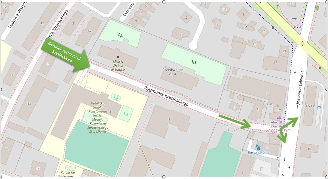 Zmiana organizacji ruchu na ul. Krasińskiego w Mławie 