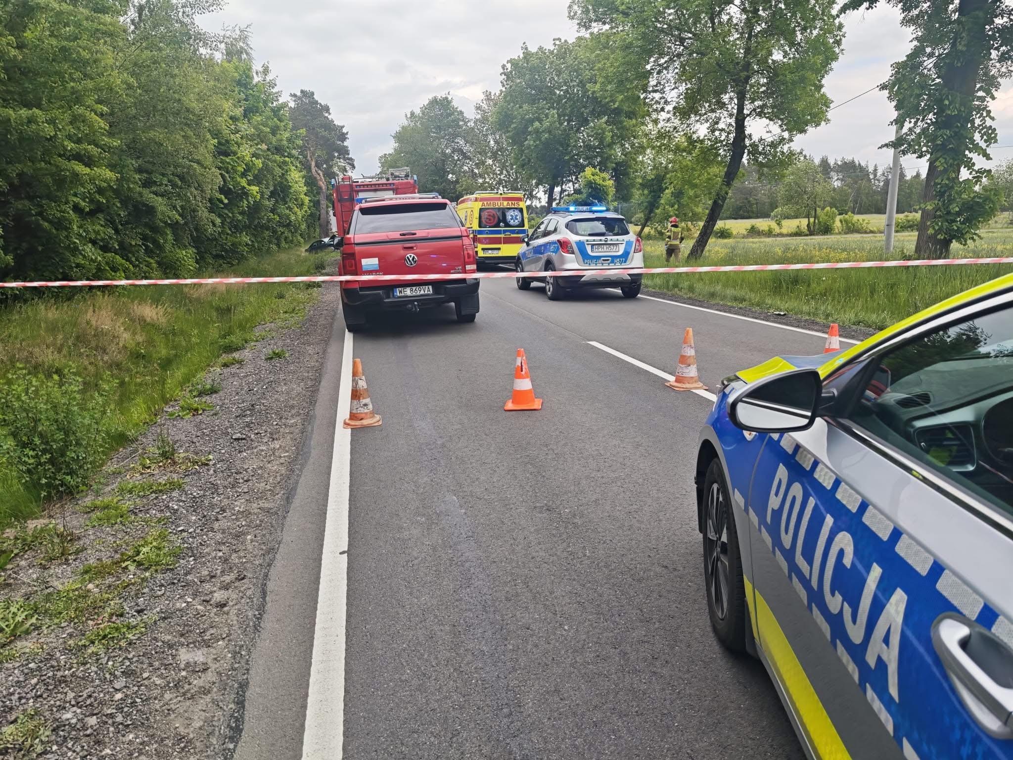 Wypadek na drodze W544 w Pawłowie – droga zablokowana, wyznaczono objazd