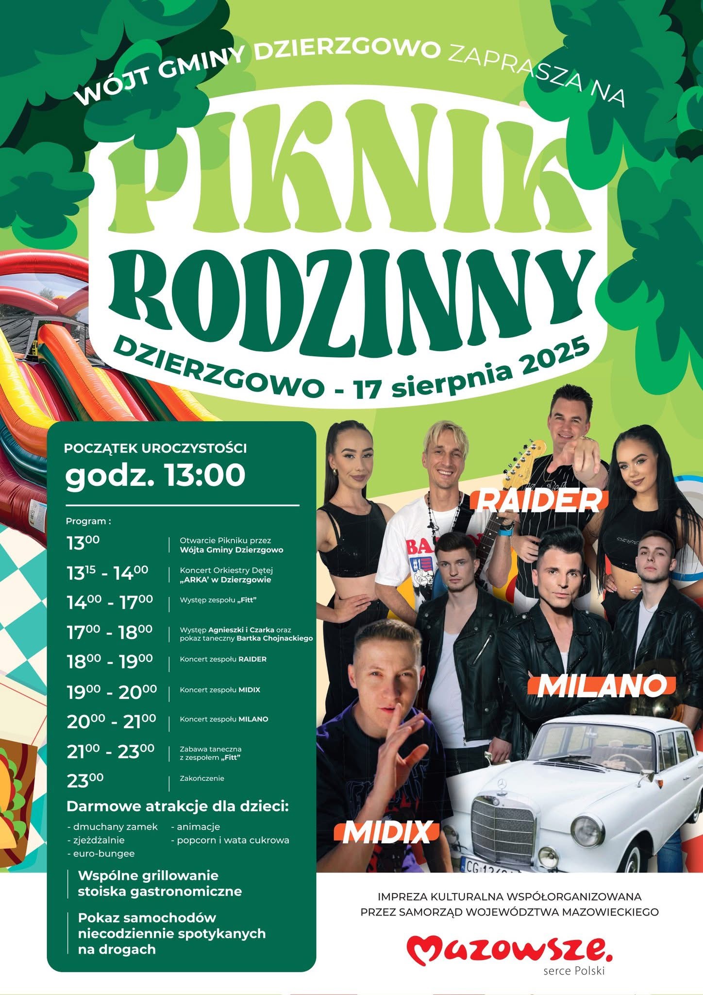 Piknik Rodzinny w Dzierzgowie już 17 sierpnia! Moc atrakcji, koncerty i dobra zabawa
