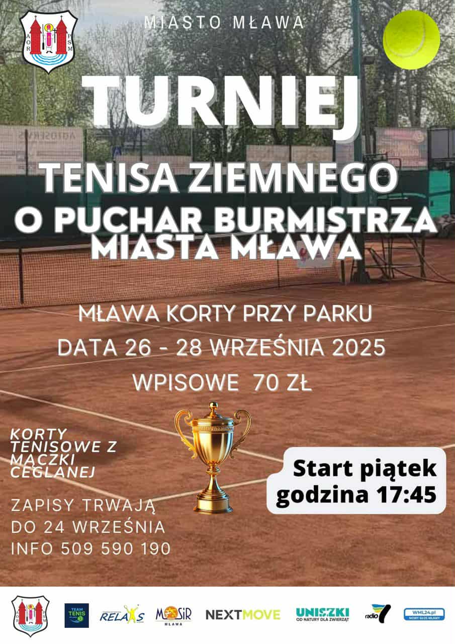 Turniej Tenisa Ziemnego o Puchar Burmistrza Miasta Mława – zapisy trwają!